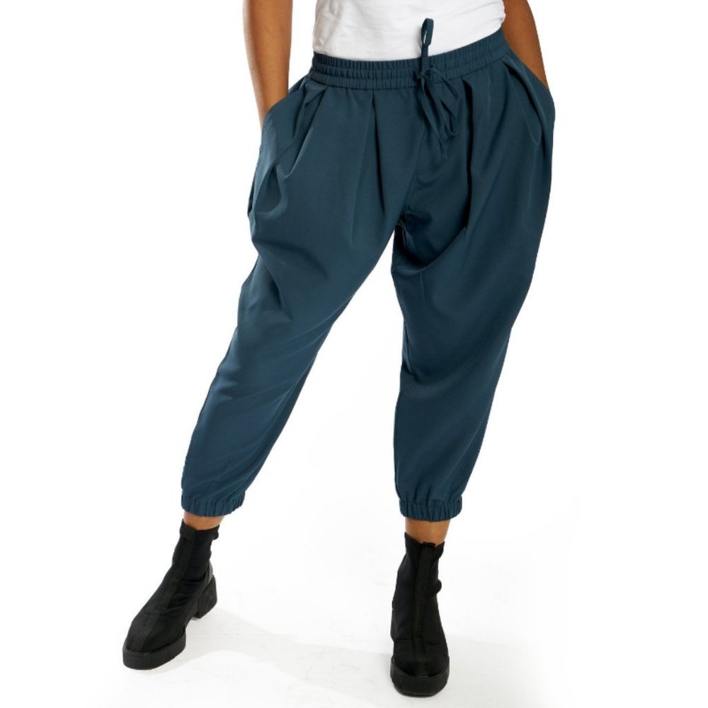 NWT Dubgee Tencel Solid Navy High Rise Joggers Size XL